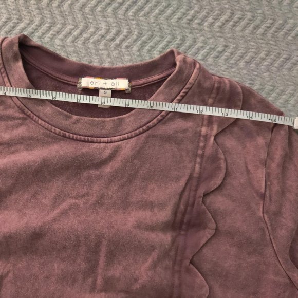 Anthropologie Erin + Ali Scalloped Trim Acid Wash Pullover - Picture 10 of 11
